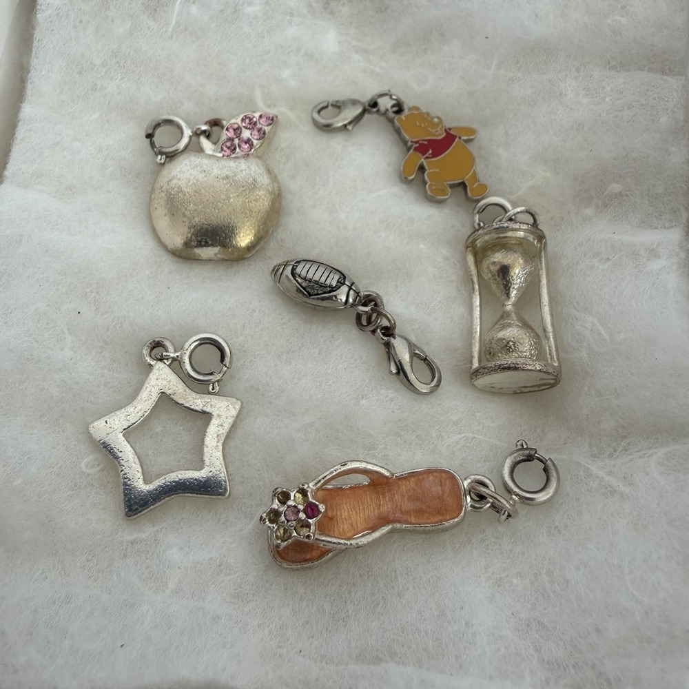 Vintage Charm Lot Disney Pooh Flip Flop Apple Star Hourglass Football